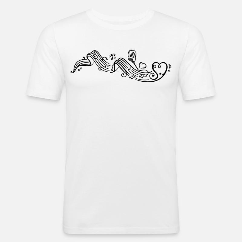 Notenblatt mit microphon, music, notes, clef - Männer Slim Fit T-Shirt - Weiß