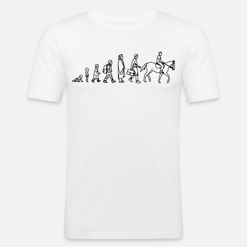 Evolution vom Kind zum Reiter - Männer Slim Fit T-Shirt - Weiß