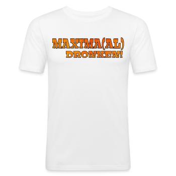 Maximaal dronken. Koningsdag Koningshuis Maxima # - Mannen slim fit T-shirt - wit - Voor - Nik (191cm)