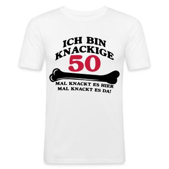 Geburtstag - Ich bin Knackige 50 - Männer Slim Fit T-Shirt - Weiß - Vorne - Nik (191cm)