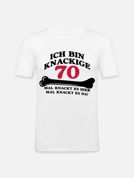 Birthday - I'm 70 Crunchy - Men's Slim Fit T-Shirt - white