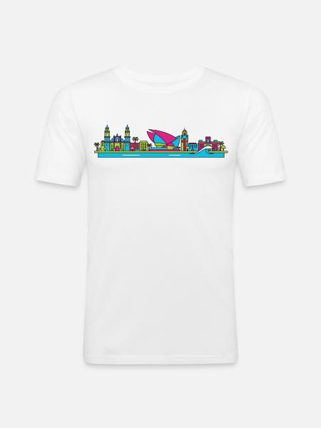 Las Palmas City Skyline Gran Canaria Line Art - Men's Slim Fit T-Shirt - white