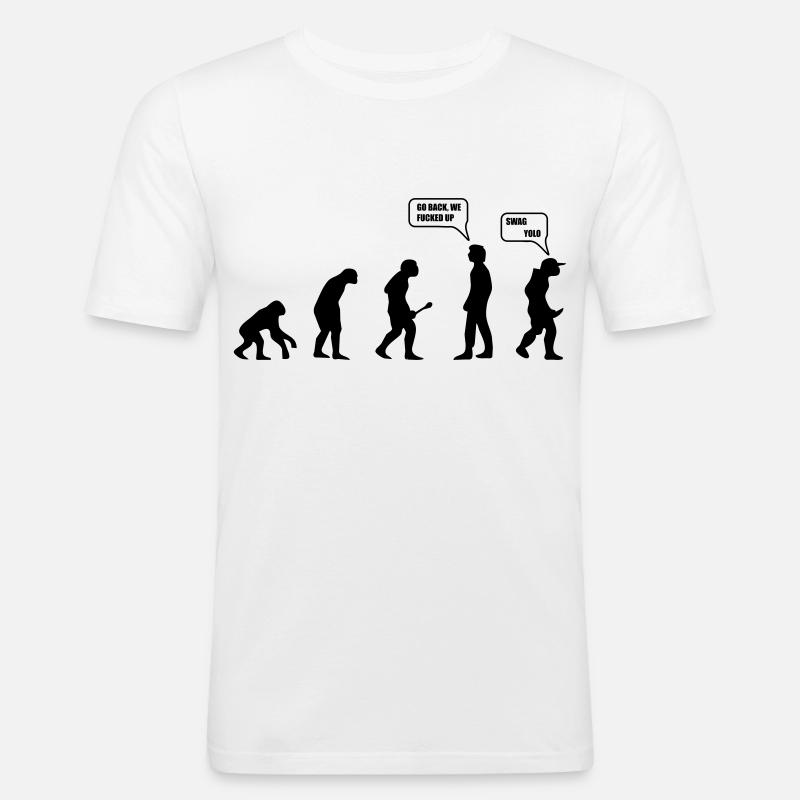 Swag Yolo Evolution - Männer Slim Fit T-Shirt - Weiß