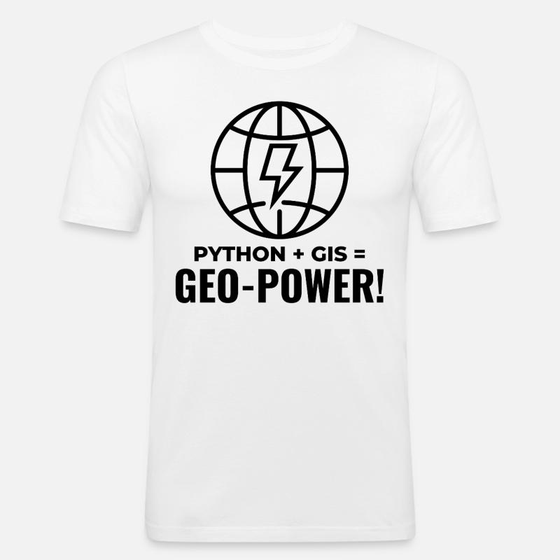 Python GIS Geo-Power Programming Geospatial - Men's Slim Fit T-Shirt - white