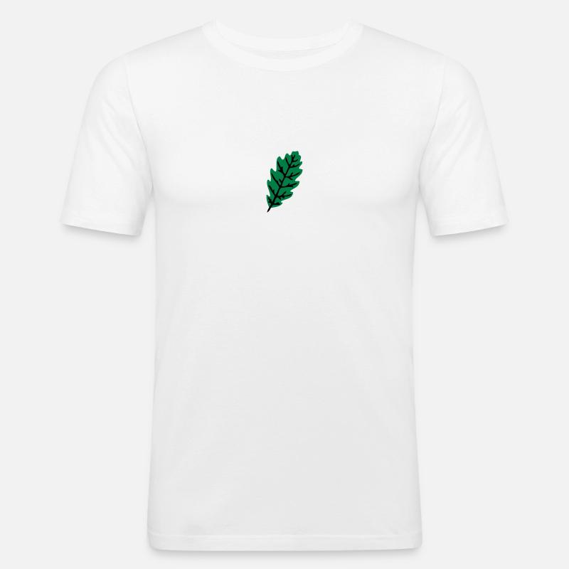Eichenlaub - Männer Slim Fit T-Shirt - Weiß
