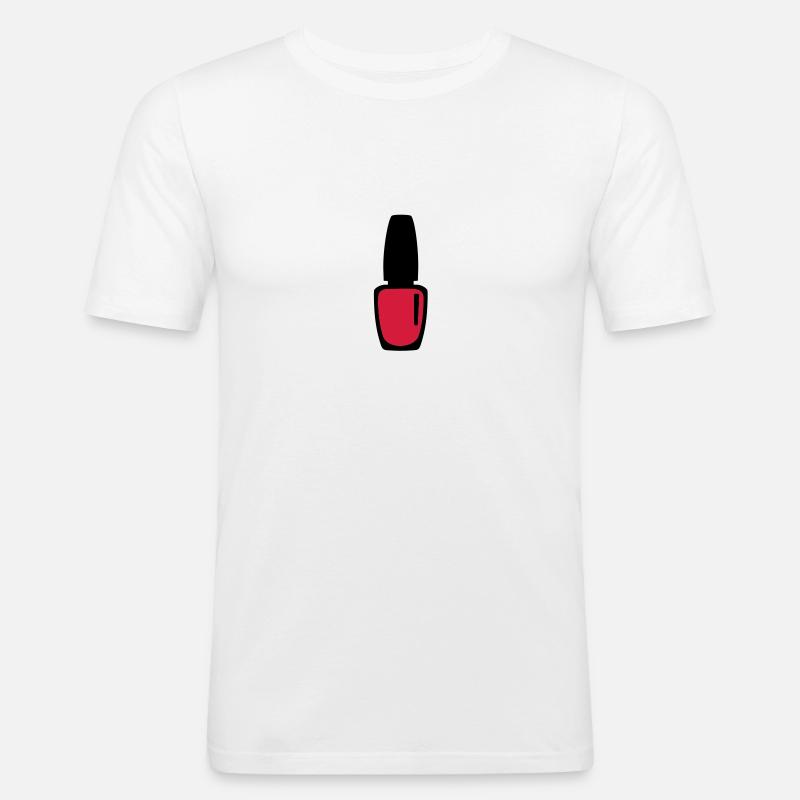 Nagellack - Männer Slim Fit T-Shirt - Weiß
