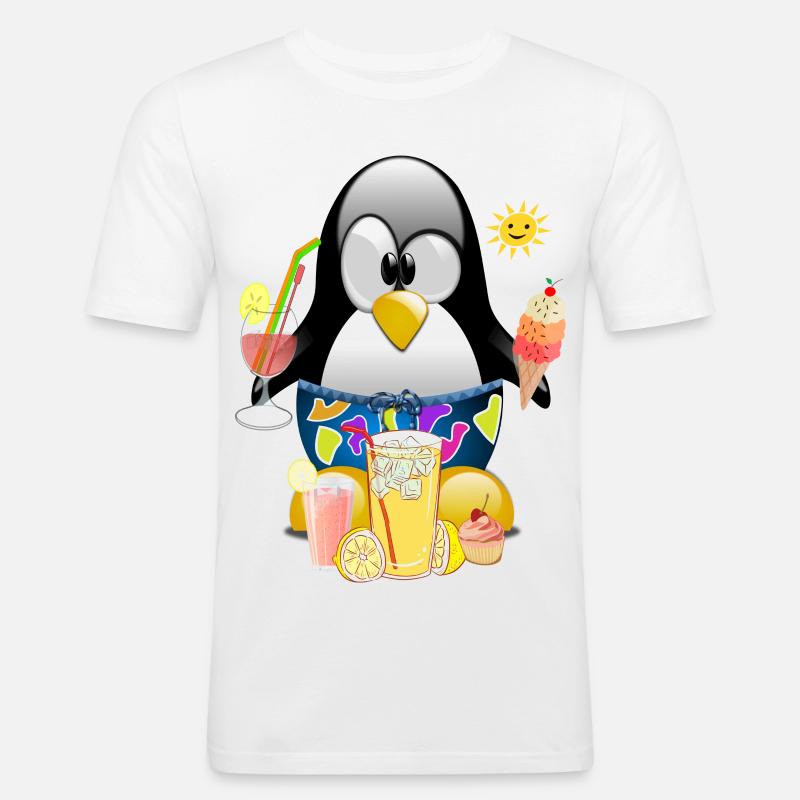 Pinguin, Eiscreme - Männer Slim Fit T-Shirt - Weiß