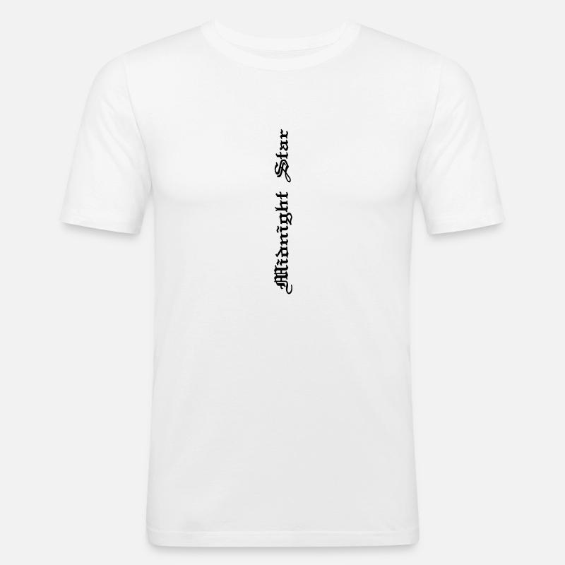 midnightstar 6 Ärmel - Männer Slim Fit T-Shirt - Weiß