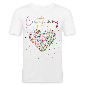 Konfetti im Herzen - Confetti in my heart - Männer Slim Fit T-Shirt - Weiß - Vorne - Nik (191cm)