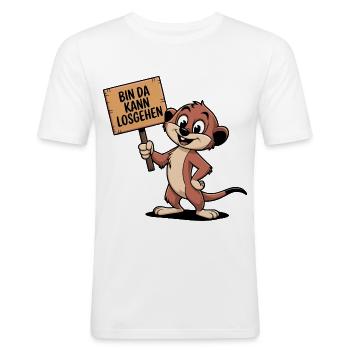 Bin da kann losgehen - Männer Slim Fit T-Shirt - Weiß - Vorne - Nik (191cm)