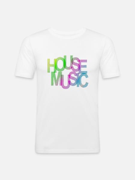House Music - Männer Slim Fit T-Shirt - Weiß