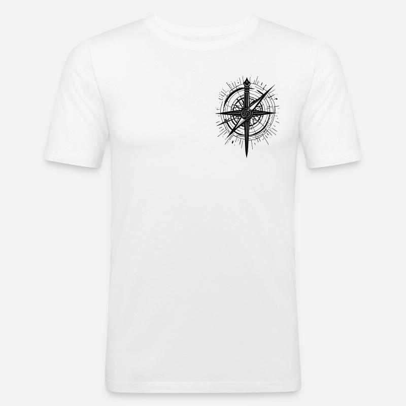 Abstrakter Kompass der Elemente - Männer Slim Fit T-Shirt - Weiß
