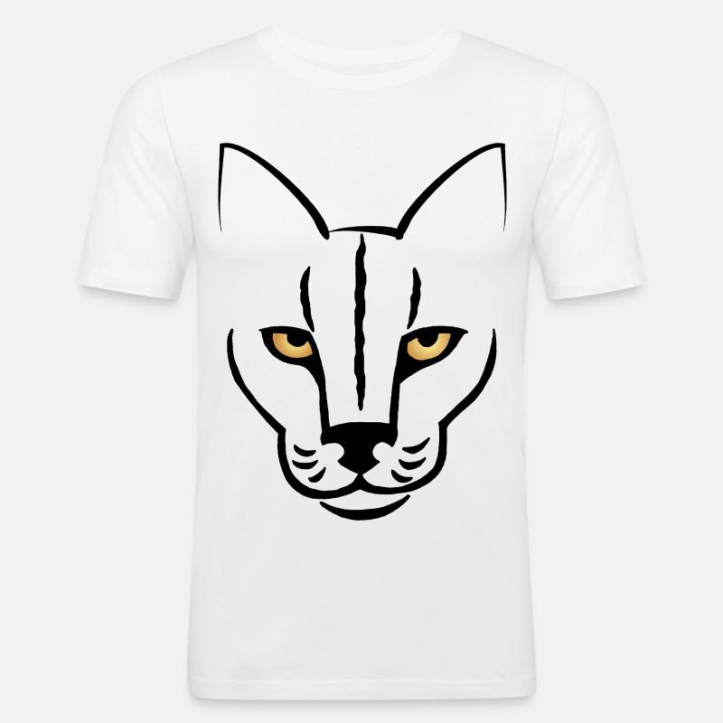 Der Blick der Katze - Männer Slim Fit T-Shirt - Weiß