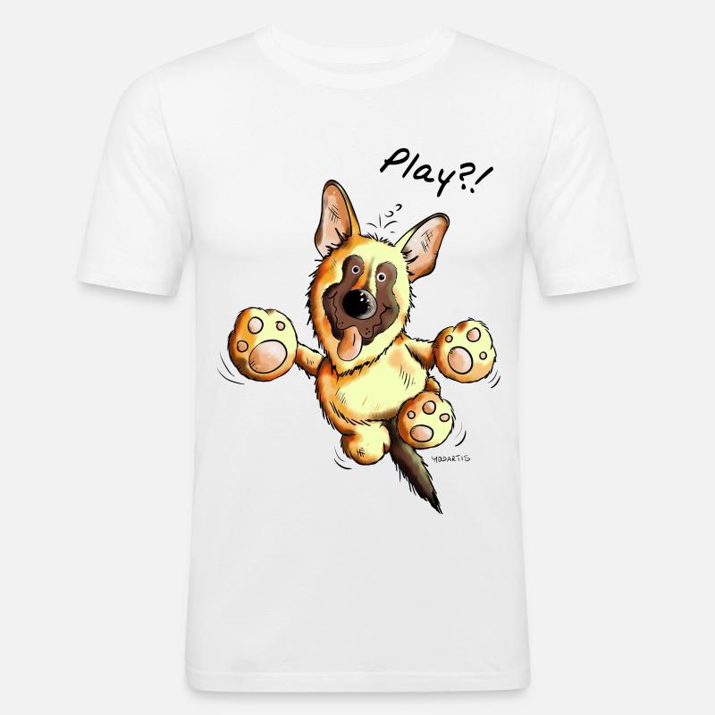 Schäferhund Play - Deutscher Schäferhund - Hund - Männer Slim Fit T-Shirt - Weiß