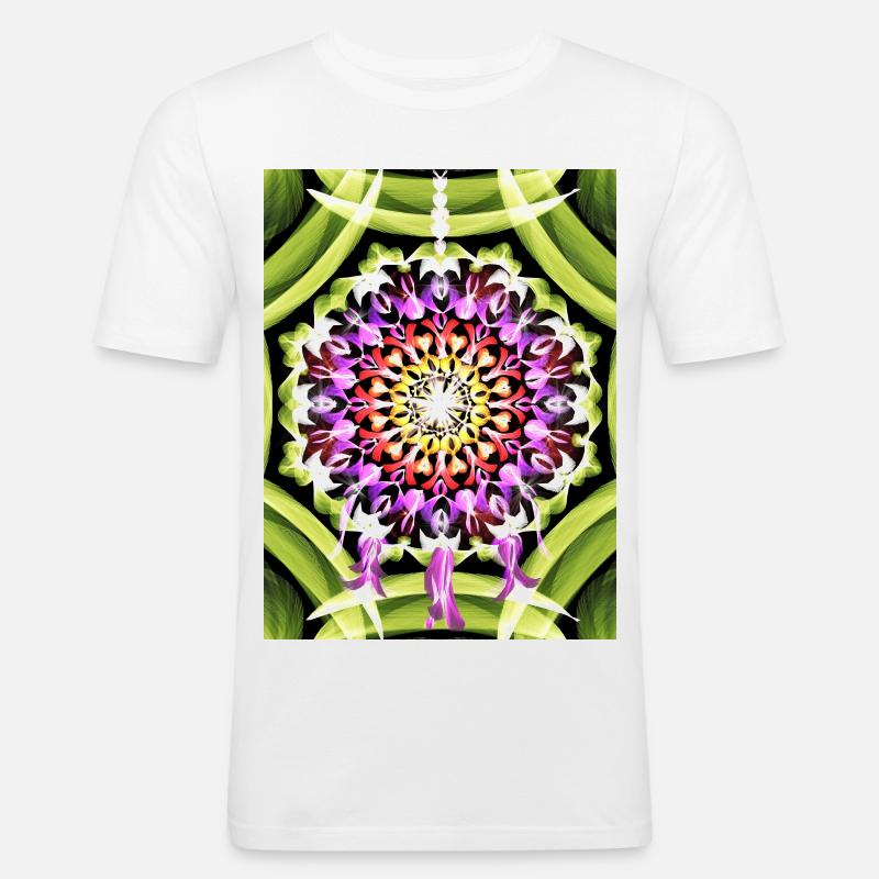 Traumfänger Blütenmandala - Männer Slim Fit T-Shirt - Weiß