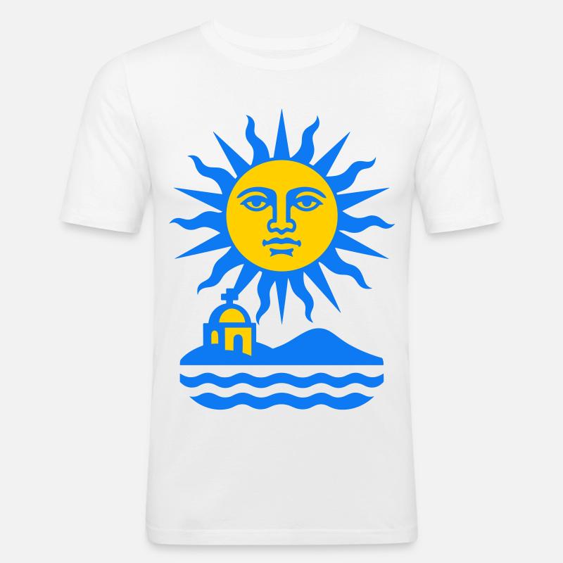 Greece Sun Art - Männer Slim Fit T-Shirt - Weiß