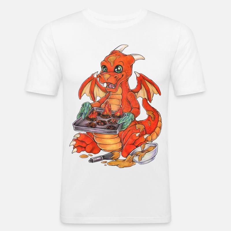 Witziger Drache Plätzchen Backen Weihnachten - Männer Slim Fit T-Shirt - Weiß