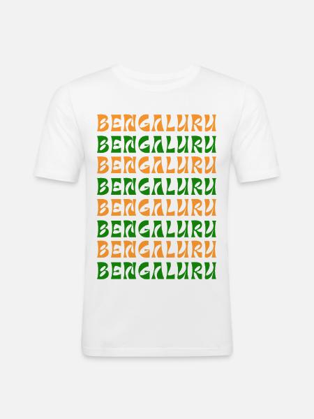 Bengaluru-Textmuster - Männer Slim Fit T-Shirt - Weiß