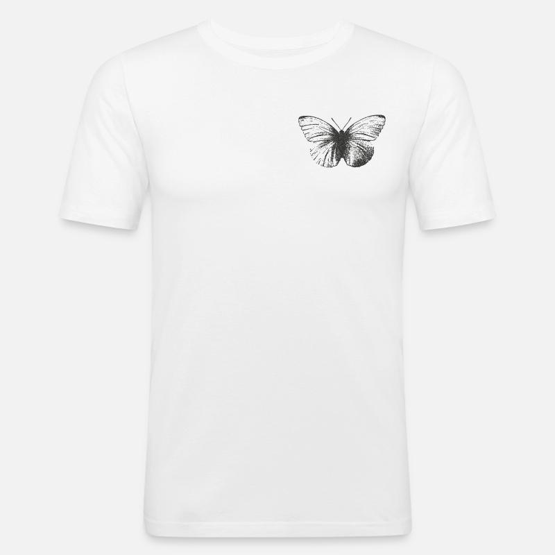 Schmetterling - Männer Slim Fit T-Shirt - Weiß
