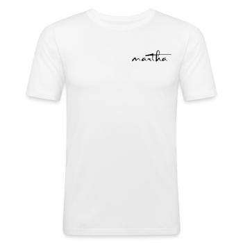 Martha Unterschrift - Männer Slim Fit T-Shirt - Weiß - Vorne - Nik (191cm)