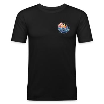 Abstract Waterflow Sun - Männer Slim Fit T-Shirt - Schwarz - Vorne - Nik (191cm)