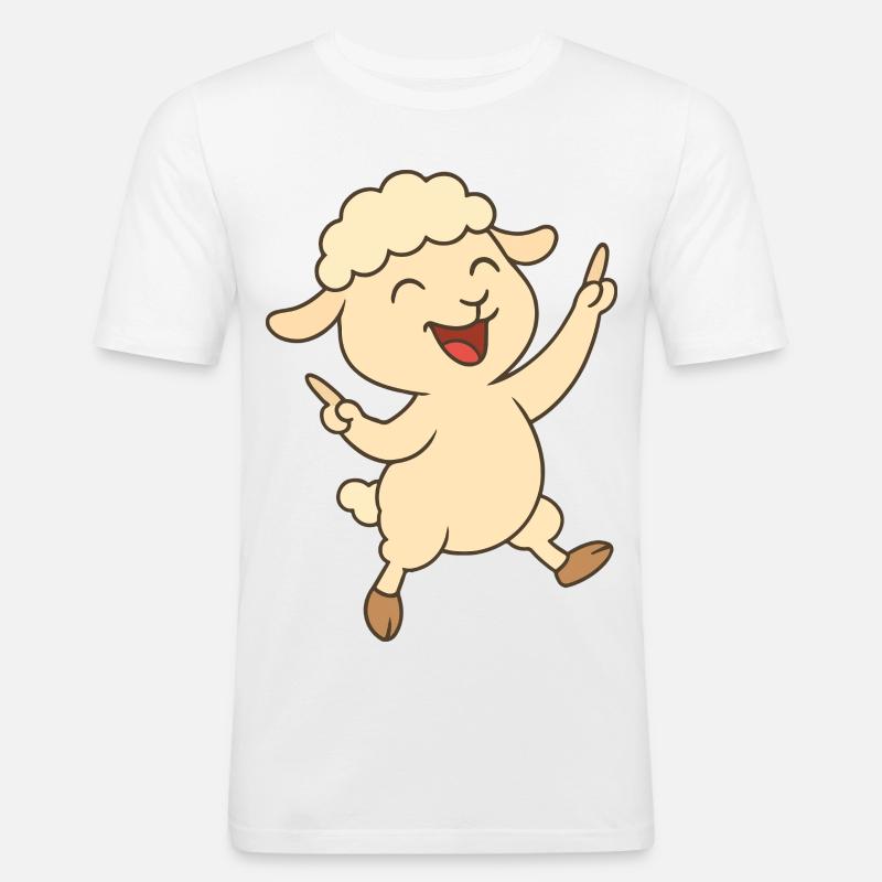 Tanzendes Lämmchen - Männer Slim Fit T-Shirt - Weiß