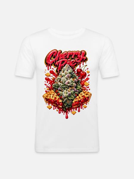 Cherry Pie Graffiti Print - T-shirt près du corps Homme - blanc