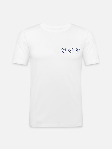 Idée cadeau coeur bleu - T-shirt près du corps Homme - blanc