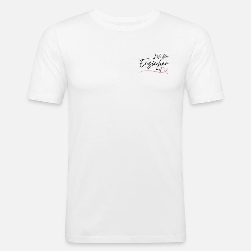 Erzieher mit Herz - Männer Slim Fit T-Shirt - Weiß