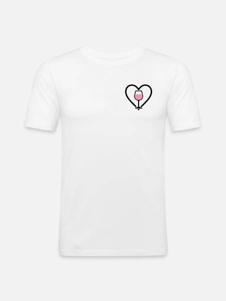 Heart + Rosé Wine – Rosé Lover - Men's Slim Fit T-Shirt - white