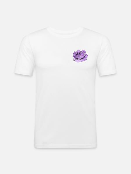 Lila Pfingstrose Linienkunst - Männer Slim Fit T-Shirt - Weiß