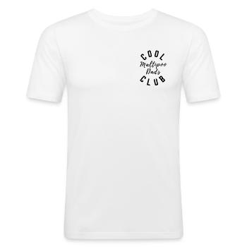 Cooler Maltipoo Dads Club – Entspannter Hundepapa - Männer Slim Fit T-Shirt - Weiß - Vorne - Nik (191cm)