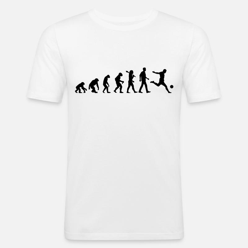 Evolution of Soccer - Männer Slim Fit T-Shirt - Weiß