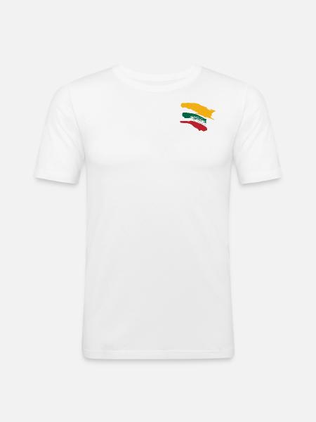 Lithuania Flag - Brush Stripes - Men's Slim Fit T-Shirt - white