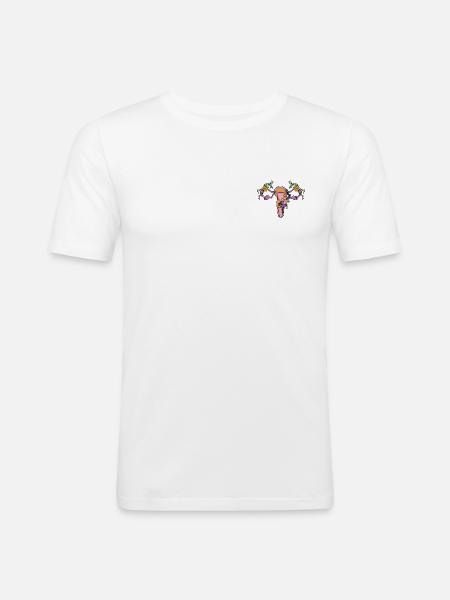 Blumiger Uterus - Männer Slim Fit T-Shirt - Weiß