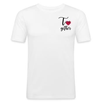 Together Herz - Männer Slim Fit T-Shirt - Weiß - Vorne - Nik (191cm)