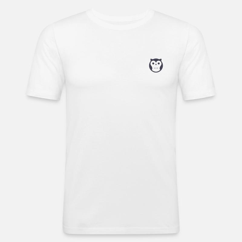 Minimalistisches Eulen-Design - Männer Slim Fit T-Shirt - Weiß