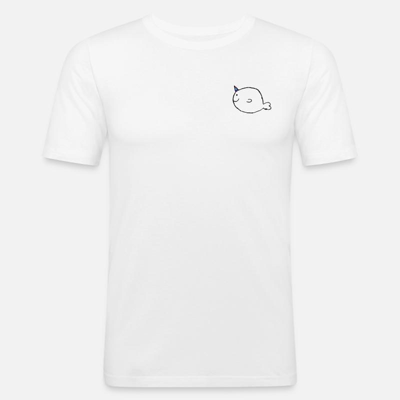 Narwal Rainbow Einhorn - Männer Slim Fit T-Shirt - Weiß