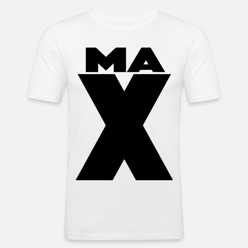 Max X – Minimal Name Design - Männer Slim Fit T-Shirt - Weiß