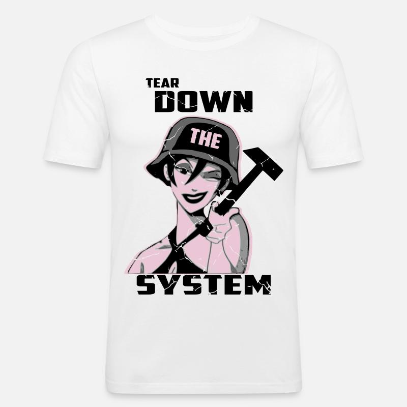 Zerstören Sie das System - Männer Slim Fit T-Shirt - Weiß