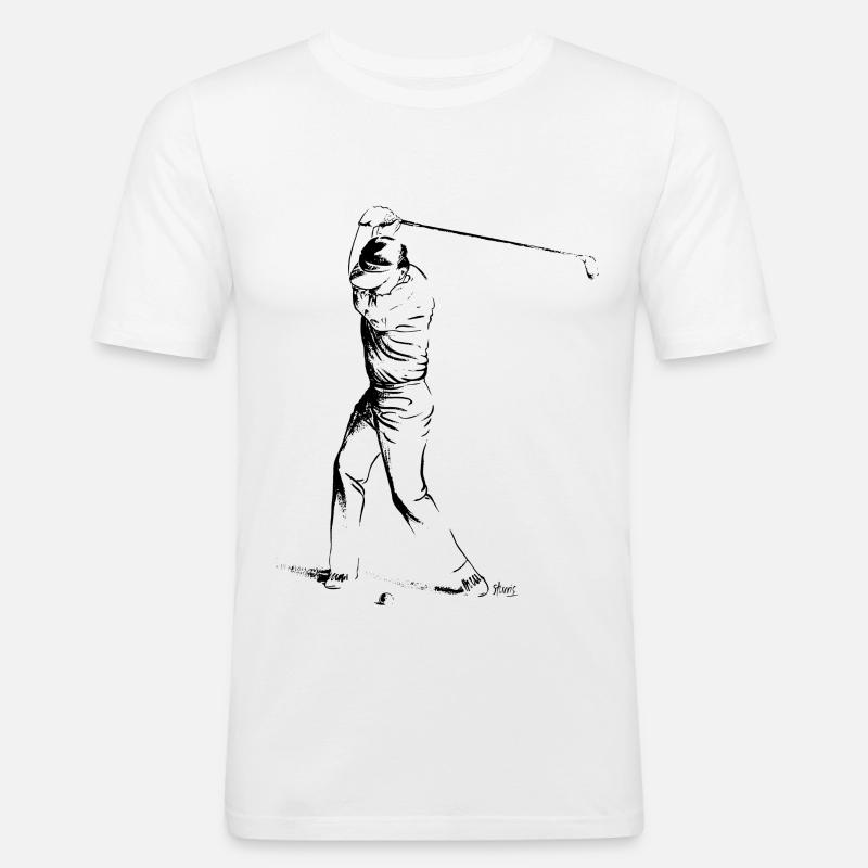Bild eines Golfers während des Spiels - Männer Slim Fit T-Shirt - Weiß