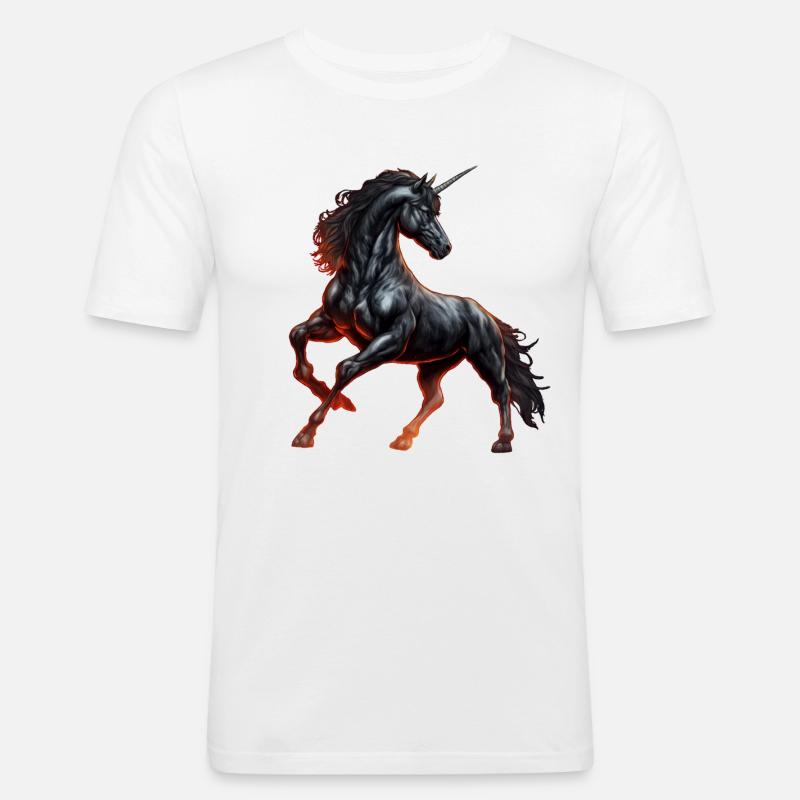 Das mächtige schwarze Einhorn - Männer Slim Fit T-Shirt - Weiß