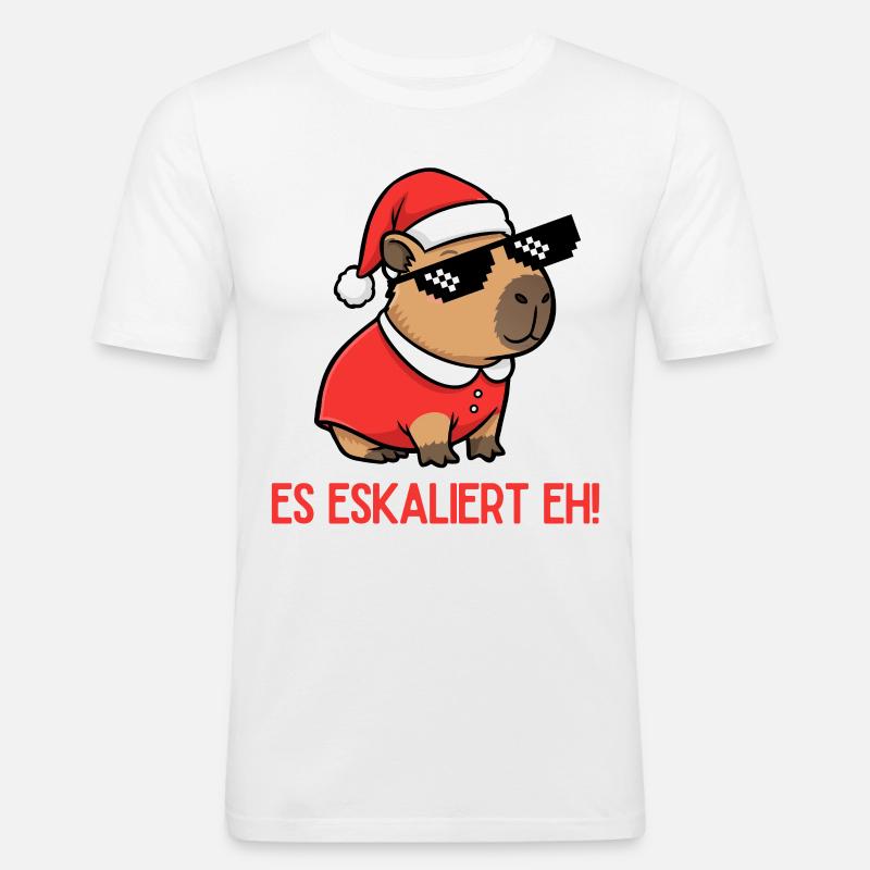 Es eskaliert eh – Weihnachtsfeier Edition 🎄🎉 - Männer Slim Fit T-Shirt - Weiß