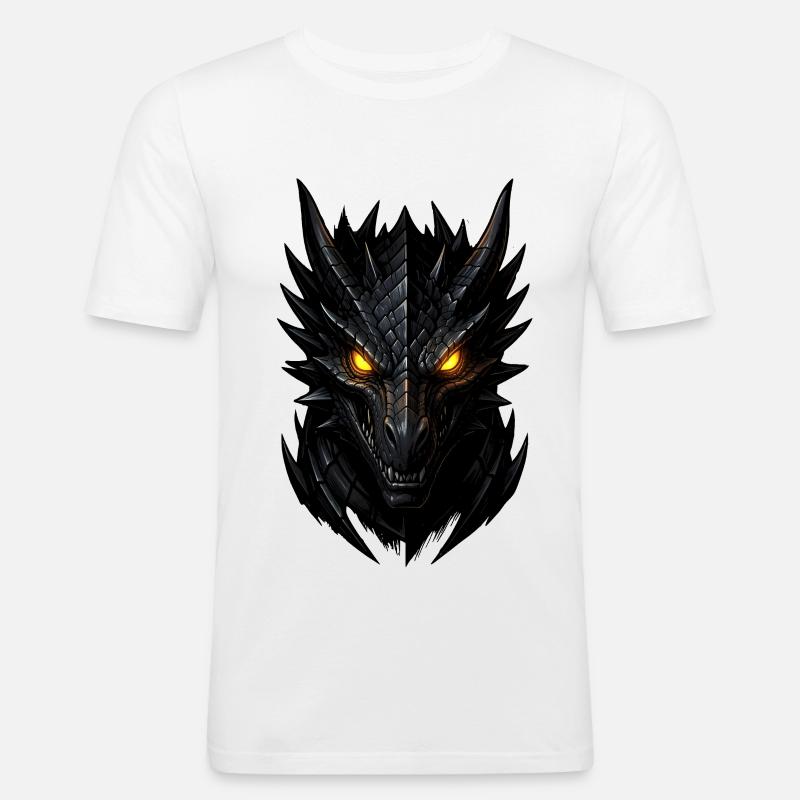 Dunkler Drachenkopf - Männer Slim Fit T-Shirt - Weiß