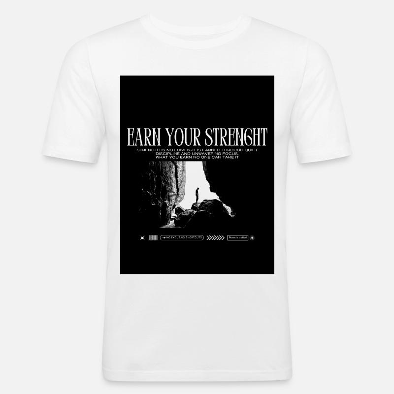 Black_White|Modern|Typographisch|StreetwearTshirtpro - Männer Slim Fit T-Shirt - Weiß