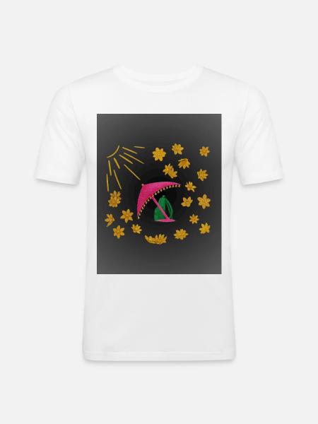 Golden flowers under pink beach umbrella - Men's Slim Fit T-Shirt - white