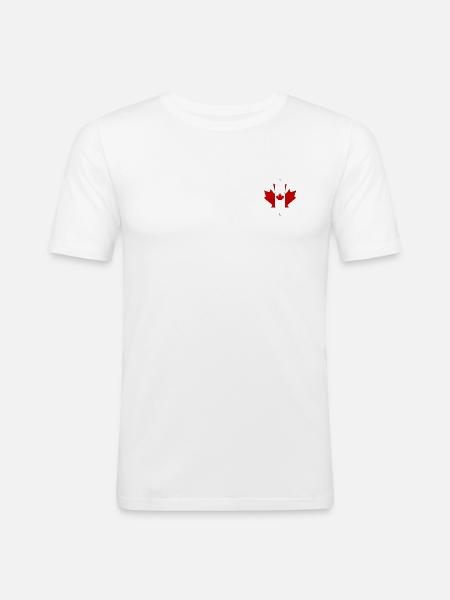 Vlag van Canada als esdoornblad met zwart frame - Mannen slim fit T-shirt - wit