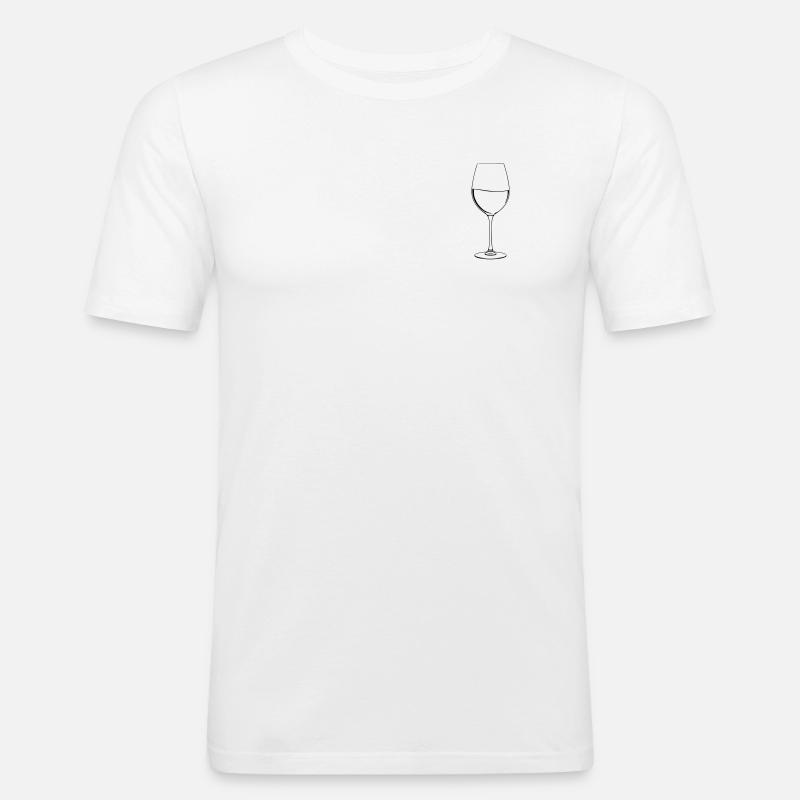 Weinglas - Männer Slim Fit T-Shirt - Weiß