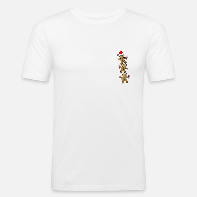 Weihnachtskuchenmann - Männer Slim Fit T-Shirt - Weiß