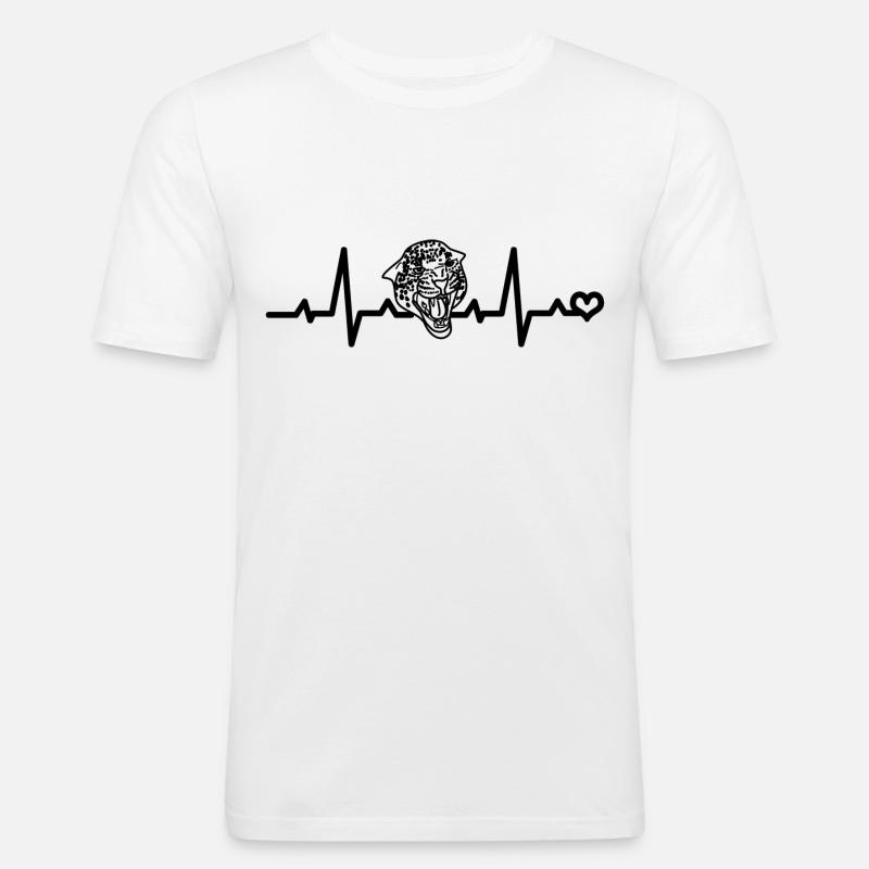 Jaguar Herzfrequenz - Männer Slim Fit T-Shirt - Weiß